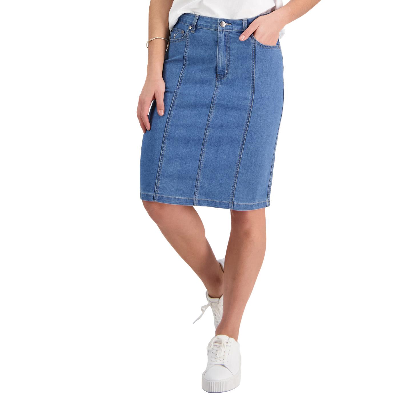 Vassalli Contrast Stitch Denim Skirt